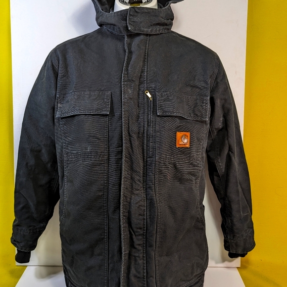 Carhartt Other - VTG CARHARTT Zip Hooded Black Canvas 3in1 Ridge Jacket Quilted Zip Out L